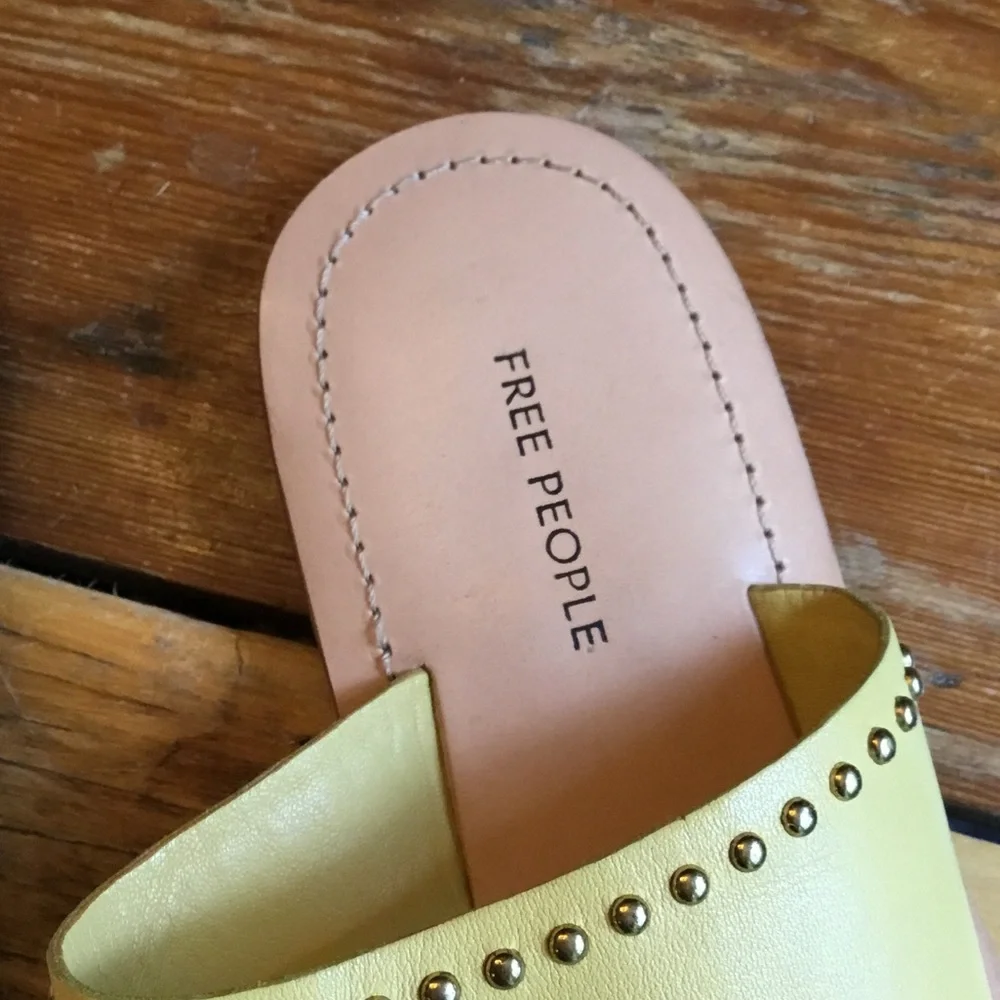 Free People Yellow Double-Stud Slide Sandals